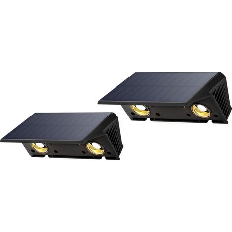 Outdoor Solar Wall Light, Up & Down Warm White Solar Wall Sconce 1500mAh Outdoor Solar Wall Lamp IP67 Waterproof 2 Pieces 100 Lumens for Garden Fence