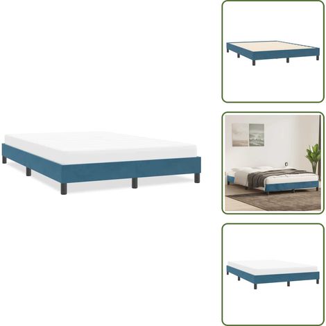 The Living Store Bettgestell ohne Matratze Dunkelblau 160x210 cm Samt - Samt (1/5)