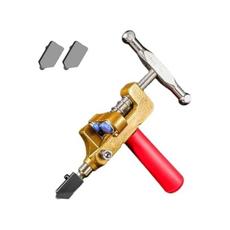 Cortador de Azulejos y Vidrio 2 en 1, Herramienta Manual Portátil para Cerámica, Azulejos Esmaltados, Espejos y Vidrio (Rojo) (1/4)