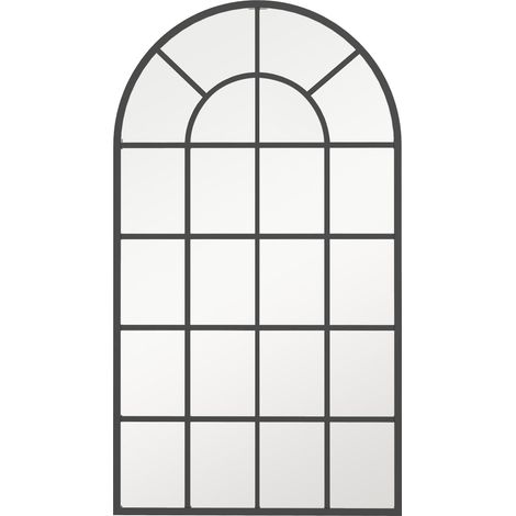 Miroir mural, miroir de penderie, 110 x 62 cm, miroir de couloir à cadre métallique, miroir suspendu, miroir de salon/chambre, noir.