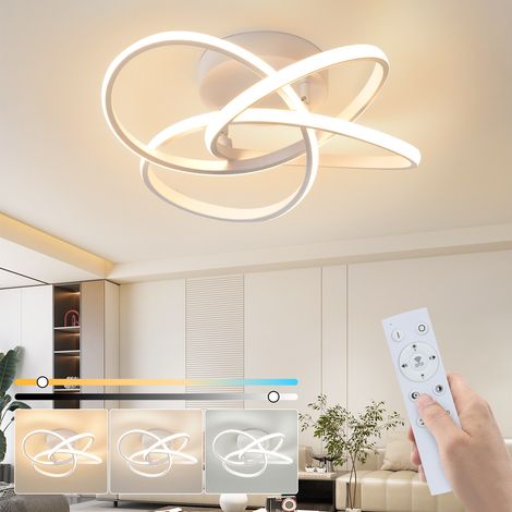 GBLY Deckenleuchte LED Deckenlampe Schlafzimmer - 46W Schlafzimmerlampe Dimmbar mit Fernbedienung Modern Vierblättrige Blume Design Flurlampe Weiß Wohnzimmer Deckenlampen für Büro Kinderzimmer Flur