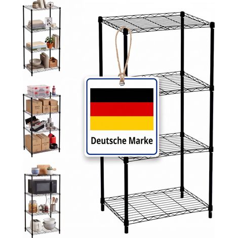 Relaxdays Metallregal, 4 Ebenen je bis 35 kg, HBT: 120 x 56 x 35 cm, Haus, Keller & Garage, Stecksystem, Stahl, schwarz (1/5)