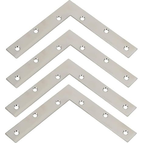 Équerre D'angle de Support de Fixation Équerre Plate de Réparation Connecteur en Forme de L avec Vis, Brossé en Acier Inoxydable, 150mm x 150mm, 4 Pcs, EJ7150L-4P-EU (1/5)