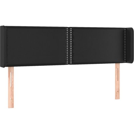 Tête de lit accessoire couchage chambre à coucher meuble avec rebord latéral 147 x 16 x 78/88 cm synthétique noir TDL0204574