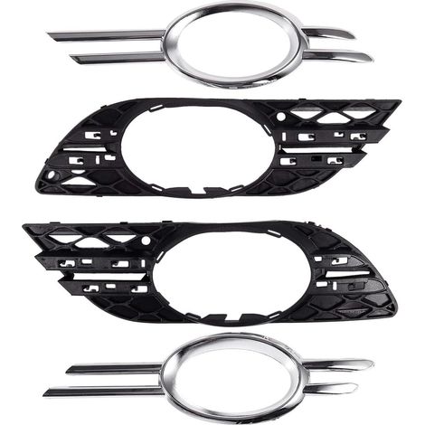 Ziergitter aus Chrom – 8-teiliges Set – Stahl und Kunststoff – Nebelscheinwerferabdeckungen – Mercedes W211 S211 – Schwarz und Chrom (1/4)