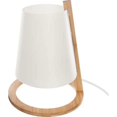 Atmosphera – Lampe à poser conique en bambou – Abat-jour plastique – Culot E14 – Puissance 40W – Dimensions Diam. 20 x H. 26 cm