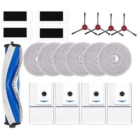 ALLIANDISFOREHILL Lot de 19 accessoires compatibles avec les aspirateurs ECOVACS DEEBOT T30 Omni/T30 Pro Omni, 1 brosse principale, 4 sacs à poussière, 6 chiffons de nettoyage, 4 filtres, 4 brosses la (1/5)