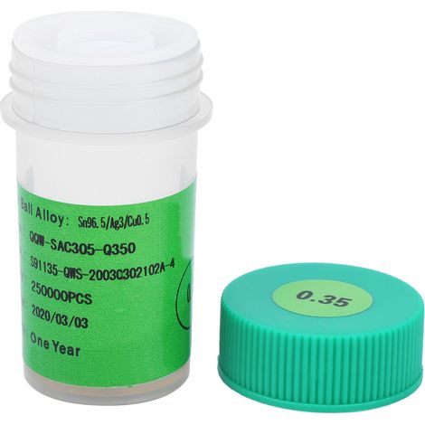 Billes de soudure sans plomb en étain, sphère 250K, pour le soudage et le reballing de cartes PCB, 0,35 mm (1/5)