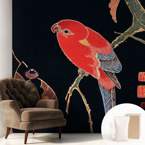 Fototapete - Tapete Vliestapete mit Kleber - Wandtapete Moderne Wandbild Schlafzimmer Wohnzimmer Exotischer Vogel 250x250 cm (1/5)