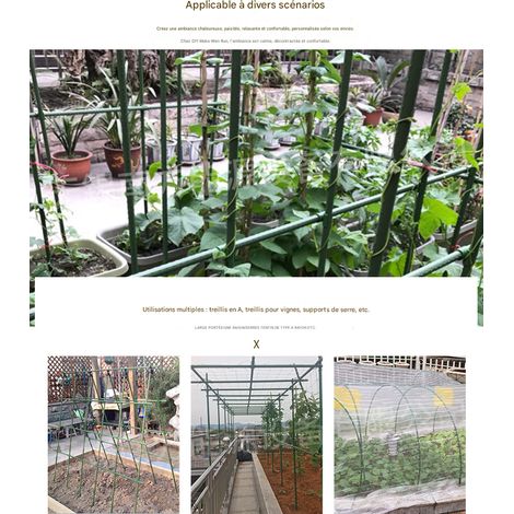 Tuteurs en acier plastifié pour plantes grimpantes, robustes et adaptés aux tomates, concombres, treillis et serres - 8 mm de diamètre, 75 cm de longueur - Lot de 5