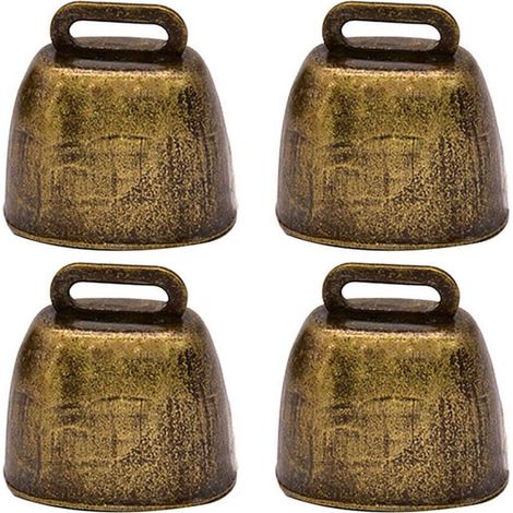 Cloches de Vache en Métal Bronze Ancien 35 x 35 mm, Lot de 8 Décorations Suspendues pour Jardin et Animaux (1/5)