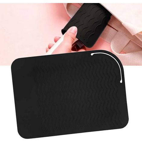 Pochette de protection en silicone résistant à la chaleur pour tapis de voyage portable, compatible avec fers à friser, lisseurs et autres outils de coiffure. (1/5)