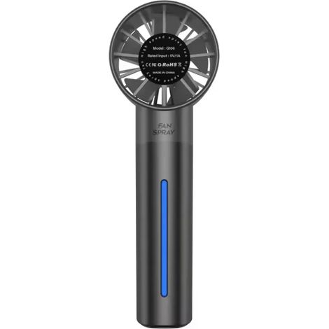 Mini ventilateur portable (noir) avec pulvérisateur turbo et remplissage d'eau. Ventilateur USB portable. (1/5)