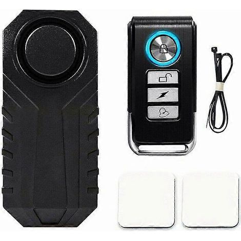 ensemble (noir) alarme antivol sans fil pour moto/vélo, avec télécommande, étanche, 113 décibels super fort. (1/3)