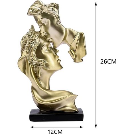 Creative Kissing Couple Statue - Gold Resin Kissing Lovers Statue Sculpture Office Modern Art Figurine Table Decoration for Home Office Living Room.
