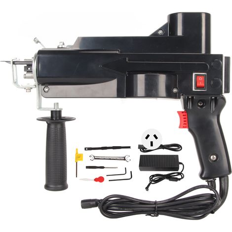 Pistolet à touffeter noir 5-40 points/s réglable poignée ergonomique machine à tapis DIY 100-240V prise AU (1/5)