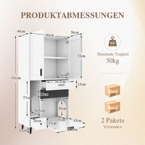 Armoire à chat multifonction avec étagères coulissantes, tiroirs et couchage intégré – Structure robuste et compartiments séparés pour rangement, espace cosy d'activité pour félins
