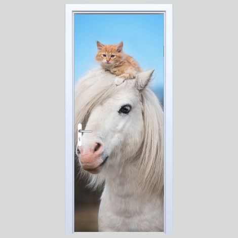 Türsticker aus Stoff mit Pferde- und Katzenmotiv 215PD