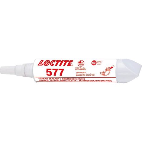 Mastic anaérobie jaune Loctite 577 250 ml pour joints filetés métalliques, résistance moyenne, haute viscosité, résistant aux produits chimiques, universel, homologué P1 NSF, WRAS et DVGW