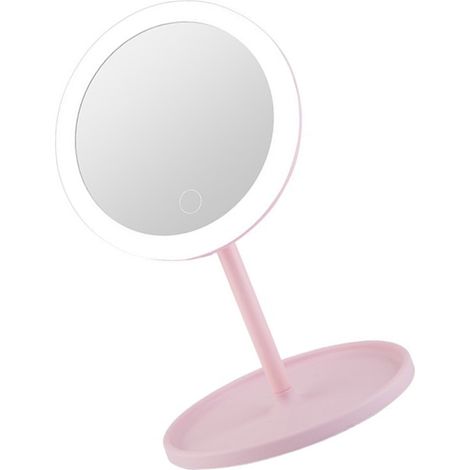 Miroir de Maquillage LED Rechargeable USB, Lumière de Remplissage Réglable, Pliable et Portable pour Coiffeuse Bureau, Miroir de Table Éclairé (1/5)