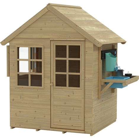 Tp Toys – Cabane de jardin pour enfant en bois FSC® – Dimensions 91,5×98,5×140 cm – Cuisine extérieure et volets inclus – Surface 0,9 m² (1/5)