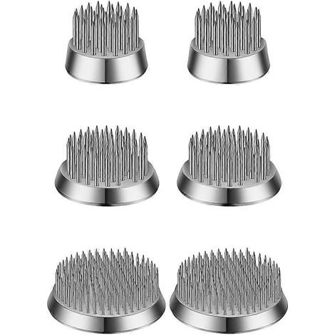 Lot de 6 supports à fleurs Kenzan en acier inoxydable de 3 tailles différentes, ronds et argentés (0,9 po, 1,34 po, 2,36 po). (1/5)