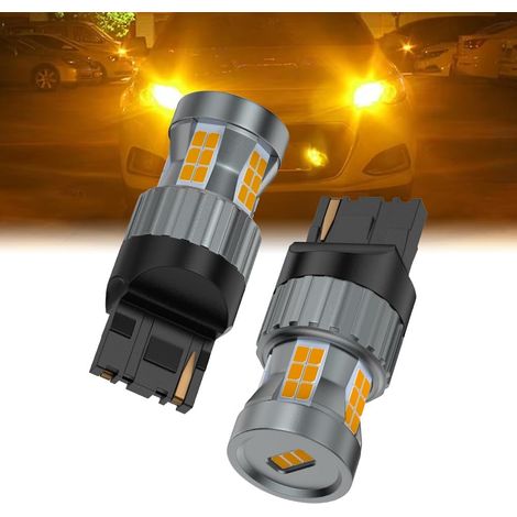 7440 Ampoules LED 12V Super Lumineuses Voyant jaune toujours allumé Anti Hyper Flash Feux Clignotants Avant et Arrière, 2 Pièces