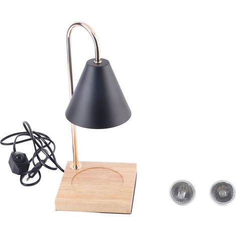 Ortviai Lampe chauffe-cire sans fumée, réglable et décorative pour aromathérapie – noir (1/5)