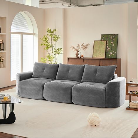 Sofá modular 3 plazas 279x100x84 cm de tejido gris antracita, modular para salón FloraGrace (1/5)