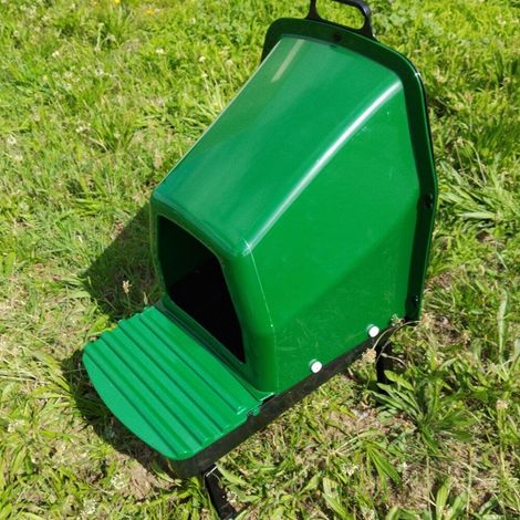 Chemin Des Poulaillers – Pondoir pour poules en plastique avec bac de récupération – Dimensions L44,5 x l37 x H63 cm – 4 pieds et poignée de portage