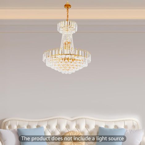Moderner K9-Kristall Kronleuchter Gold  Höhenverstellbar Kristall Deckenleuchte  Deckenlampe für Wohnzimmer, Schlafzimmer, Esszimmer, Flur
