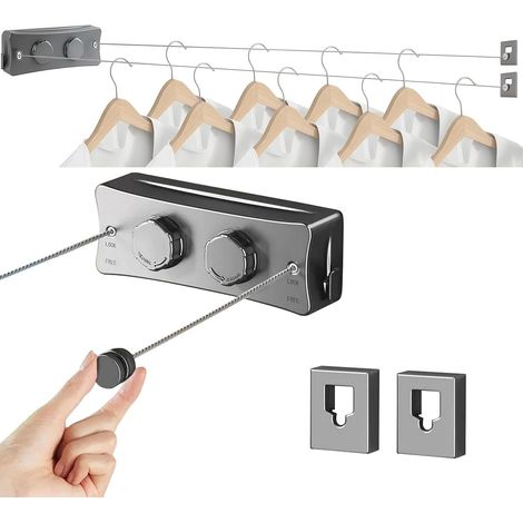 Retractable Clothes Line 17ft Double Wall Mounted Stainless Steel Clothes Line Extendable Washing Line for Indoor Bathroom, Balcony (1/4)