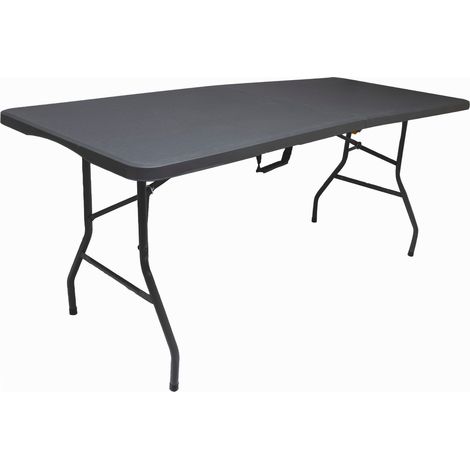 Werka Pro – Table pliante rectangulaire grise 239 x 74 x 74 cm – Pliable avec système de verrouillage – Acier et polyéthylène – Résistance 150 kg