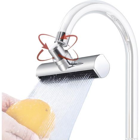 Robinet d'extension multifonction rotatif à 360 °, embout de robinet avec 3 modes, aérateur réglable pour cuisine, salle de bain, laiton chromé + rallonge de robinet ABS - Argenté (1/5)
