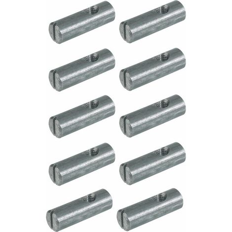 – Lot de 10 goujons d'assemblage M6 – Longueur 14mm, diamètre 8mm – Acier pour meubles bois – Connecteurs lits, tables, chaises, étagères (1/2)