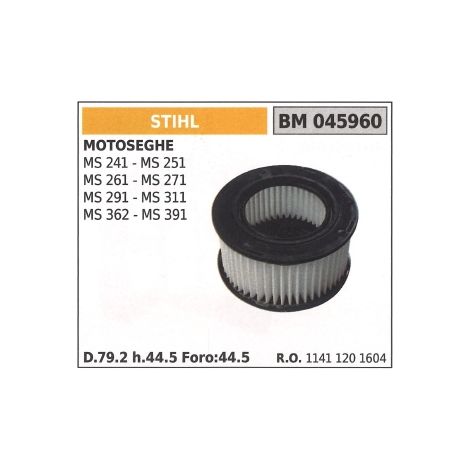 Filtro de aire STIHL para motosierra MS 241 251 261 271 291 311 362 391 045960