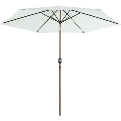 Axi Noor Parasol À Mât Central Rond, Ø 300 Cm, En Acier, Aspect Chêne/Beige - Sans Pied Pour Le Jardin / Terrasse Avec Structure Thermolaquée Pliable (1/5)