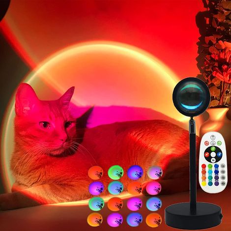 Veilleuse Bluetooth intelligente, projecteur arc-en-ciel et coucher de soleil pour décoration murale de maison et café, lumière d'ambiance de table, 16 couleurs, télécommande (1/4)