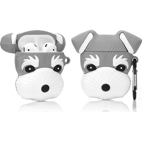 Silikonhülle für AirPods 1 und 2, lustige und niedliche 3D-Schutzhülle, Tierserie, Schnauzer, strapazierfähige Cartoon-Hülle, bezauberndes Design, kompatibel mit Apple AirPods der ersten und zweiten G (1/5)