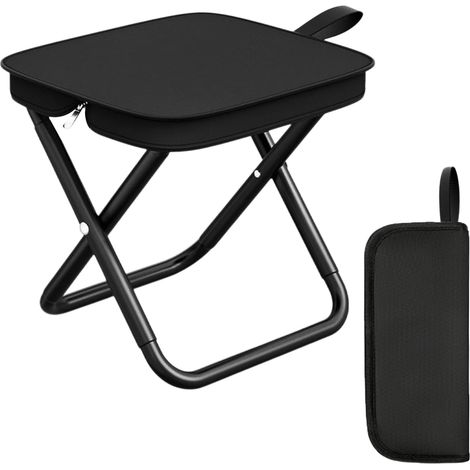 Tabouret pliant portable d'extérieur, en acier au carbone et tissu Oxford, capacité de charge de 100 kg, tabouret de voyage compact et léger, idéal pour le camping et la pêche. (1/5)