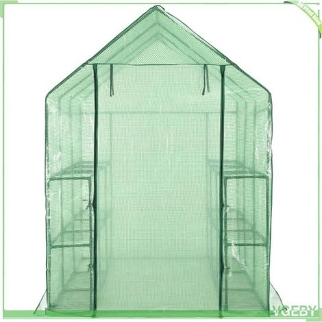 Serre de plain-pied - FAFEICY - 46913 - 143x214x196 cm - 12 étagères - Couverture rip-stop anti-UV (1/5)