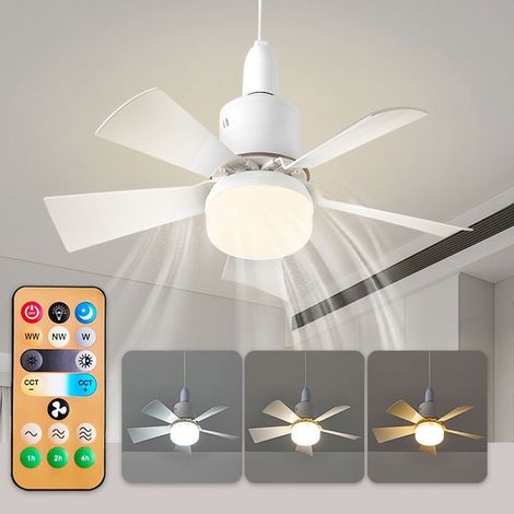 Ventilatore da soffitto con illuminazione a LED, attacco E26/E27, 3 velocità del vento, intensità regolabile da 3000K a 6500K, luce ambientale personalizzabile, motore silenzioso, telecomando, timer, (1/5)
