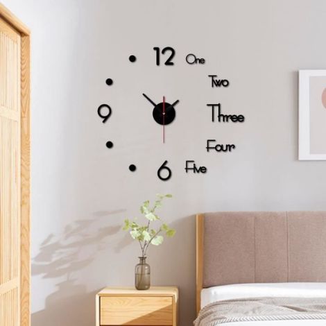 1 Horloge Murale DIY Acrylique, Miroir 3D, Silencieuse, Salon, Maison (1/4)