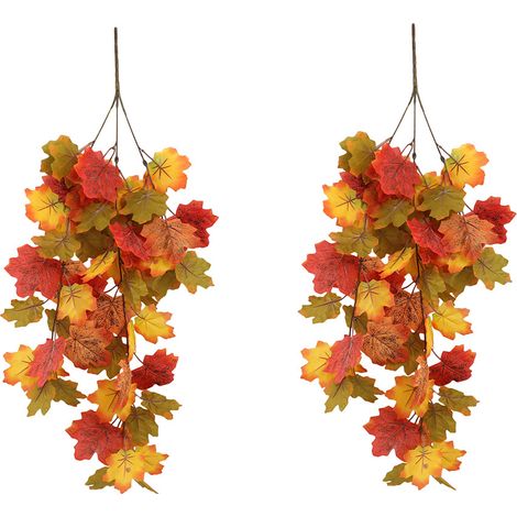 2pcs Halloween fausses fleurs, accessoires de fleurs de simulation, fleurs en plastique de mariage à la maison et à l'extérieur(Feuille d'érable à trois branches) (1/4)