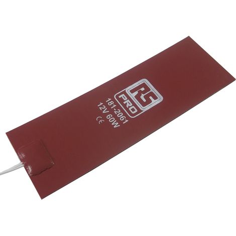 Tapis chauffant en silicone Rectangle RS PRO, 12 V c.c., 60 W, 50 x 152mm ( Prix pour 1 )