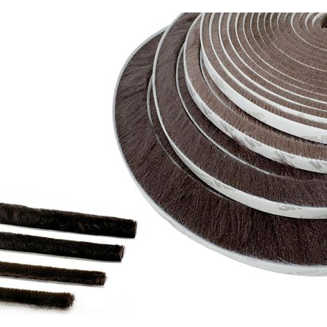 Joint Brosse Porte 5M x 9mm x 23mm Brun - Isolation Phonique Porte/Fenêtre, Joint Adhésif pour Porte Coulissante, Moustiquaire
