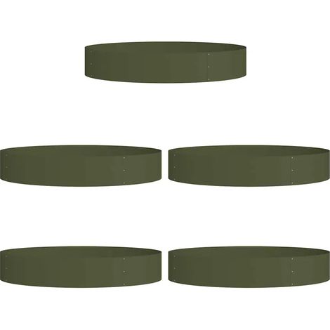 Set di 5 anelli per fioriera di design moderno da esterno 120 x 120 x 20 cm in acciaio verde oliva 020052270