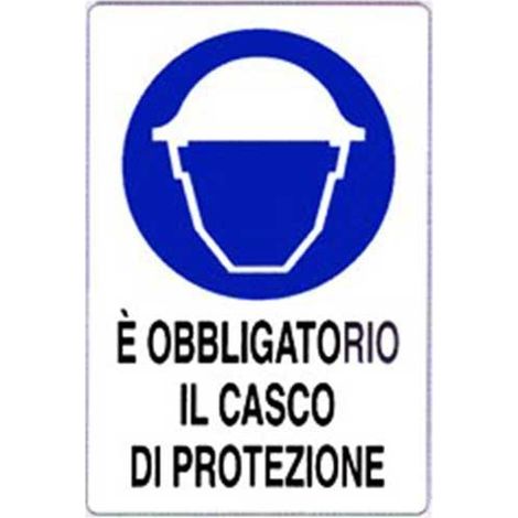 Cartello di informazione è obbligatorio il casco di protezione cm 50x70 (1/2)