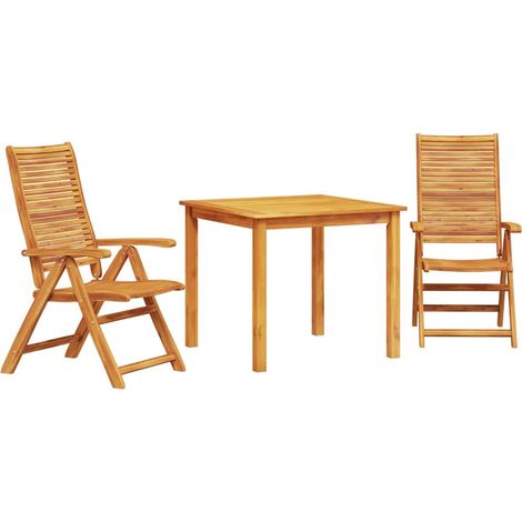 Conjunto de Comedor de Jardín 3 pcs Marrón vidaXL