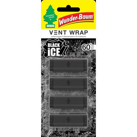 Wunder-Baum Vent Wrap Lufterfrischer fürs Lüftungsgitter Bietet lang anhaltenden Duft Unauffälliges DesignBlack Ice, 4 Stück